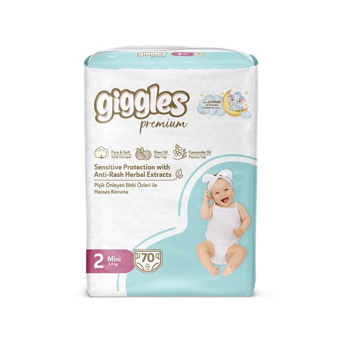 Giggles Premium  Pack 3-6 Kg Mini 70 Pcs
